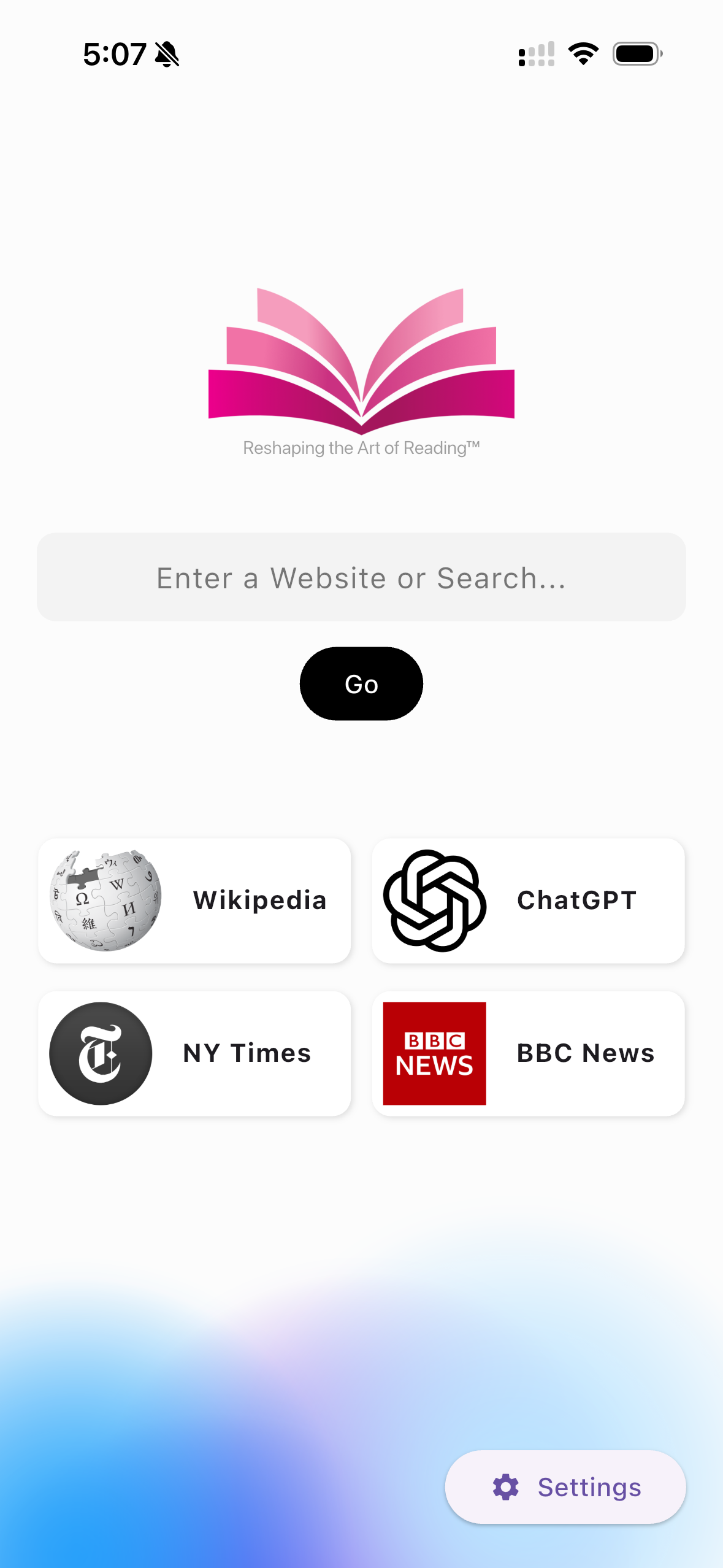 Summerbell mobile read the web home screen